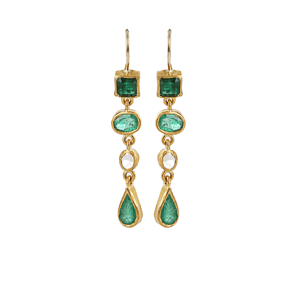 BOAZ KASHI-Kiyojo Emerald Drop Earrings-YLLW GLD