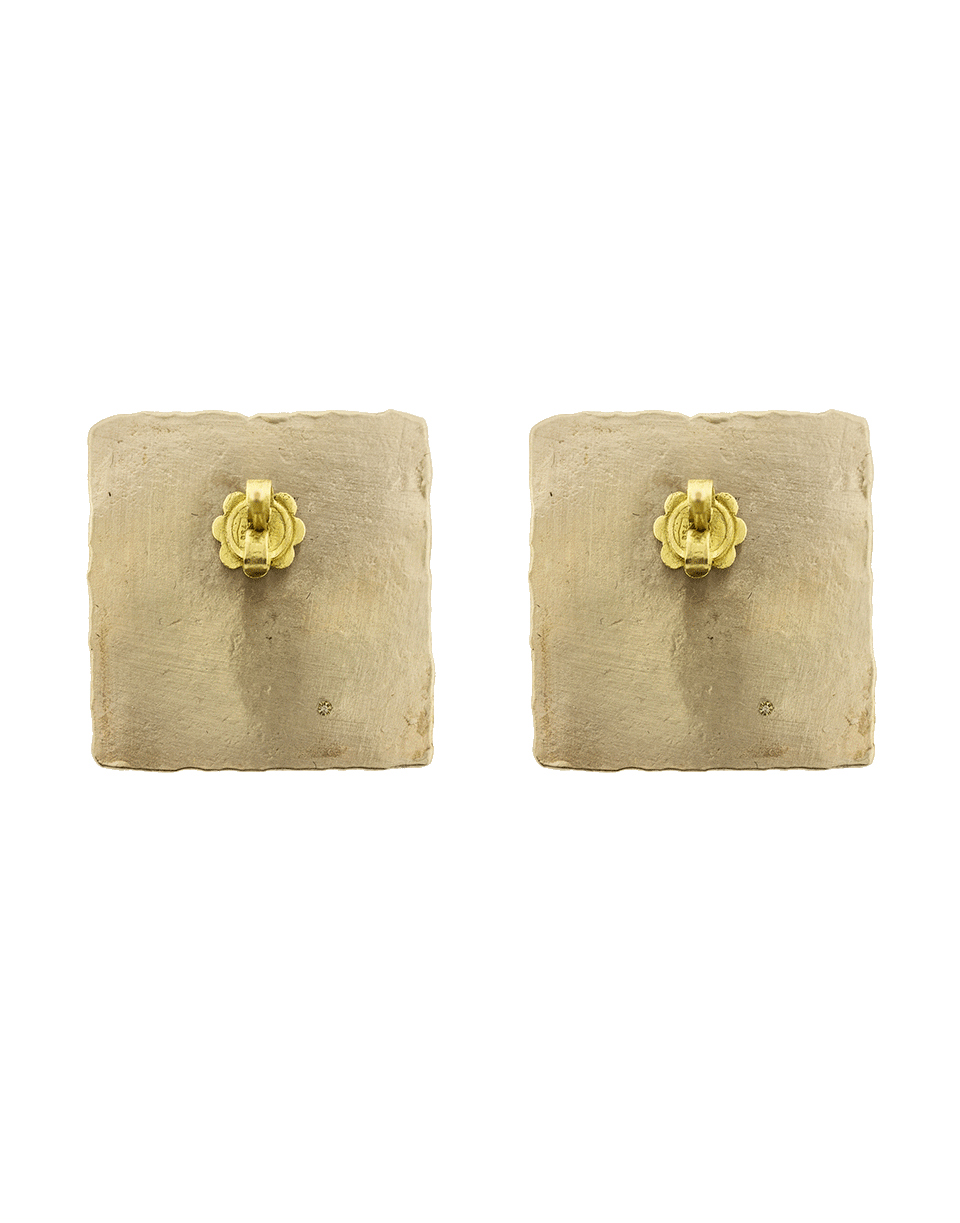 BOAZ KASHI-Square Criss Cross Stud Earrings-YELLOW GOLD