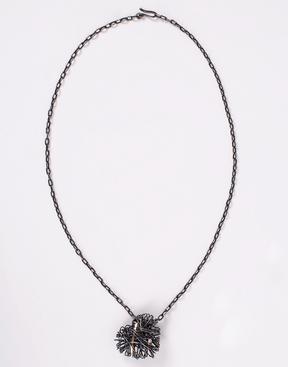 BOAZ KASHI-Silver Nest Heart Necklace-SILVER