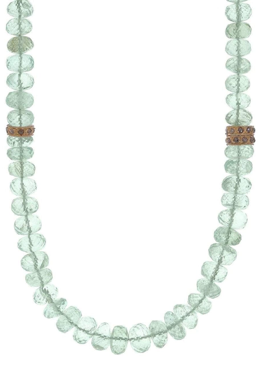 BOAZ KASHI-Emerald & Diamond Bead Necklace-YELLOW GOLD
