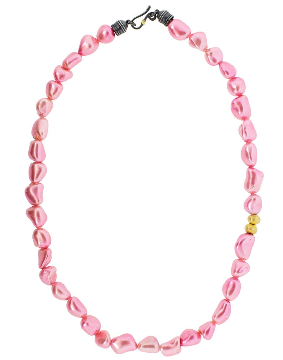 BOAZ KASHI-Pink Pearl Necklace-YELLOW GOLD