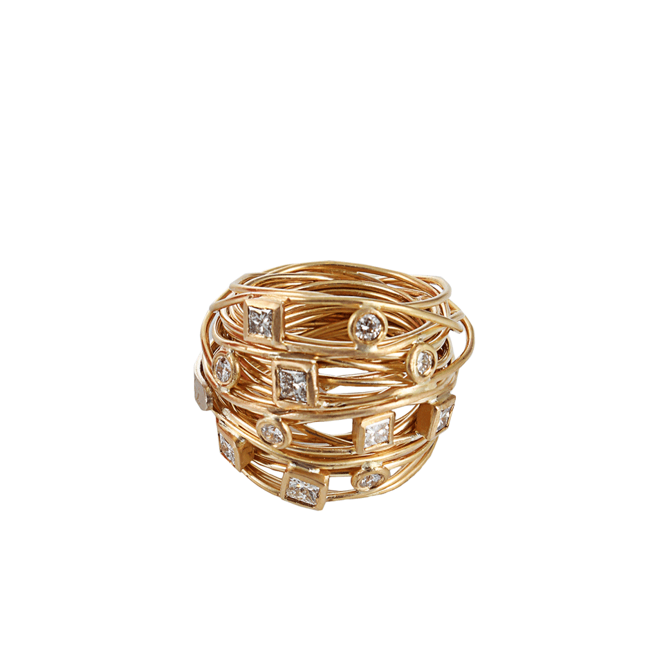 BOAZ KASHI-Wire Ring With Diamonds-ROSE GOLD