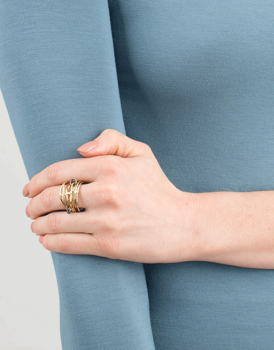 BOAZ KASHI-Three Rings Wire Wrap Ring-YELLOW GOLD
