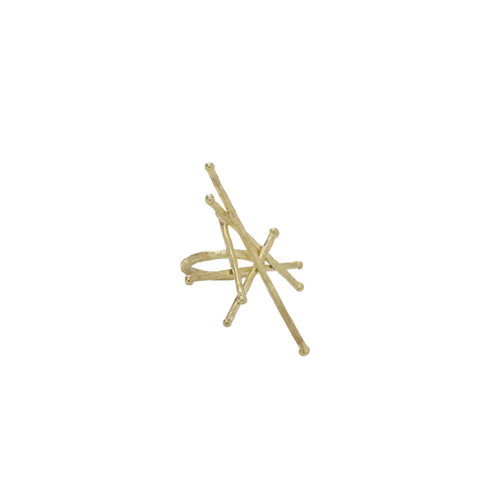 BOAZ KASHI-Diamond Criss Cross Ring-YELLOW GOLD