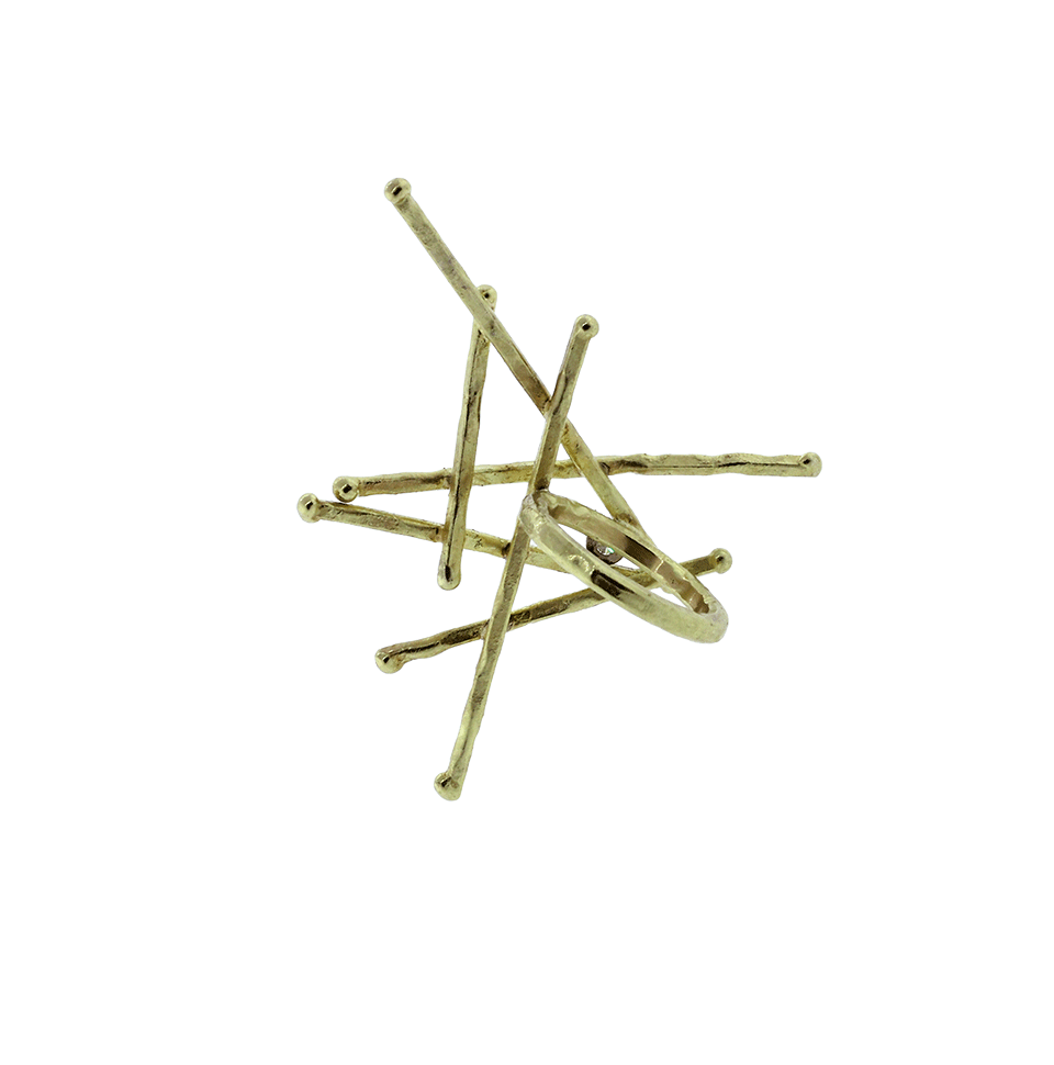 BOAZ KASHI-Criss Cross Stick Ring-YELLOW GOLD