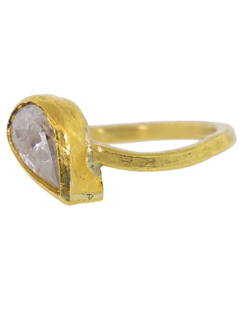 BOAZ KASHI-Pure 24 Pear Shape Diamond Ring-YELLOW GOLD
