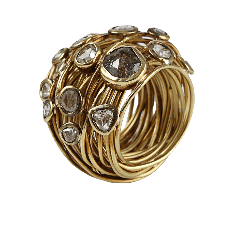 BOAZ KASHI-Wire Fantasy Ring With Diamonds-YELLOW GOLD