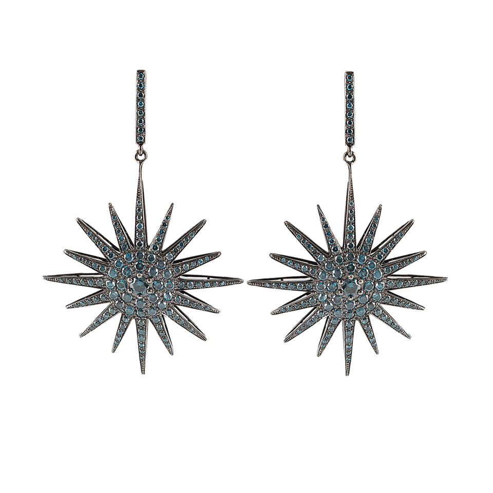 BOCHIC-Blue Diamond Star Earrings-WHT GOLD