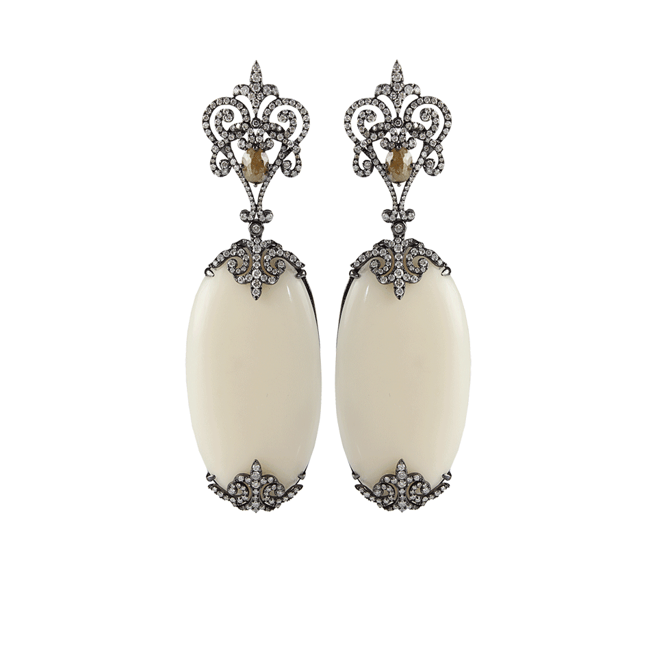 BOCHIC-Ivory and Diamond Earrings-WHT GOLD