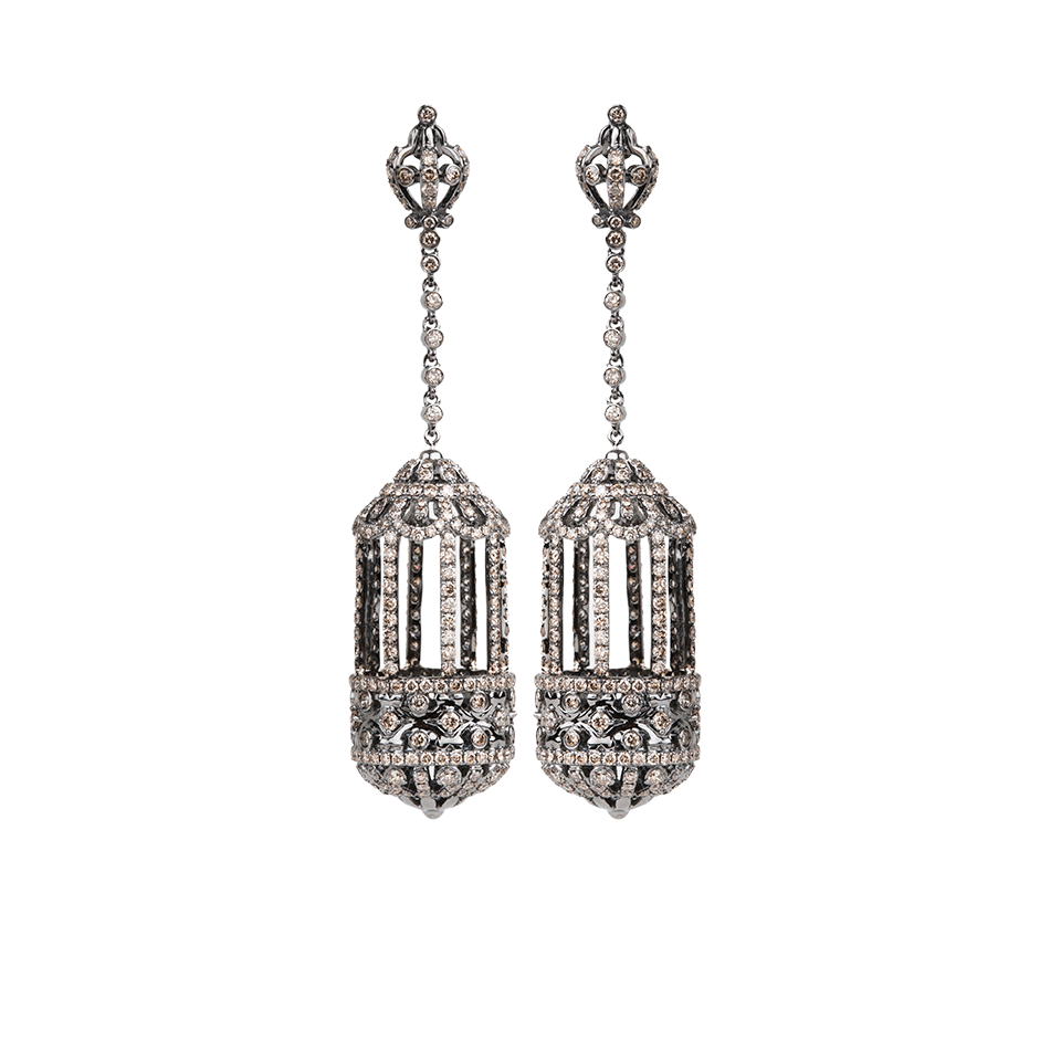 BOCHIC-Diamond Birdcage Drop Earrings-WHITE GOLD