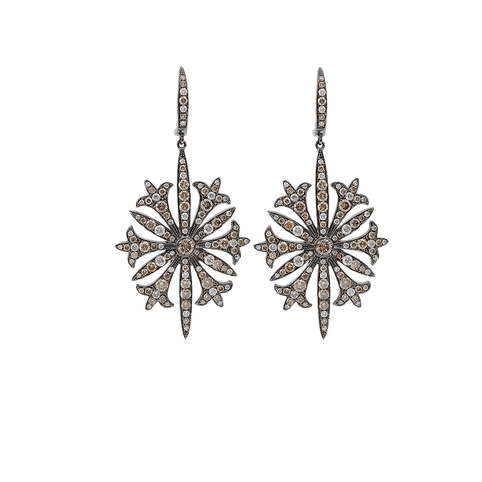 BOCHIC-Diamond Starburst Earrings-WHITE GOLD