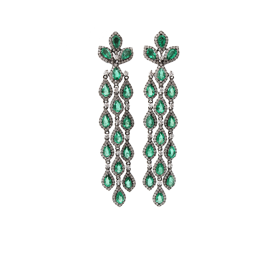 Emerald And Diamond Cascade Earrings JEWELRYFINE JEWELEARRING BOCHIC   