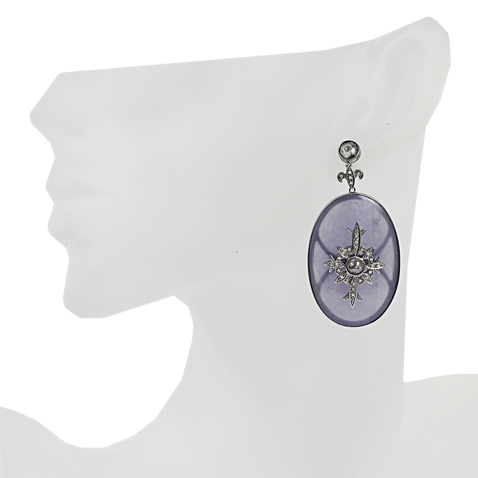 Purple Jade Oval Earrings with Diamonds JEWELRYFINE JEWELEARRING BOCHIC   