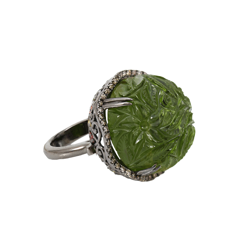 BOCHIC-Carved Peridot Ring-BLACK GOLD