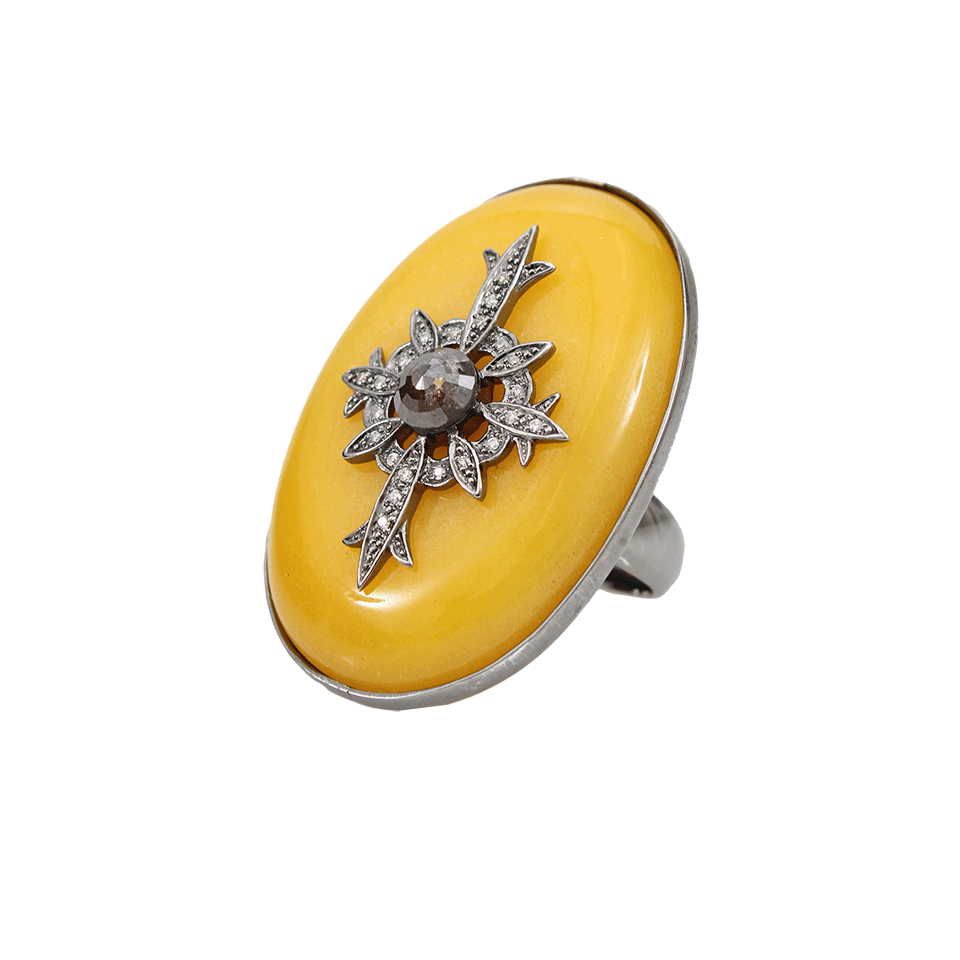 Yellow Oval Jade Ring with Diamonds JEWELRYFINE JEWELRING BOCHIC   
