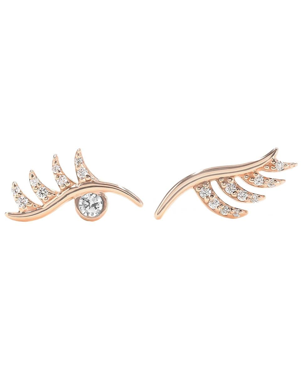 BONDEYE JEWELRY-Diamond Lashes Stud Earrings-ROSE GOLD