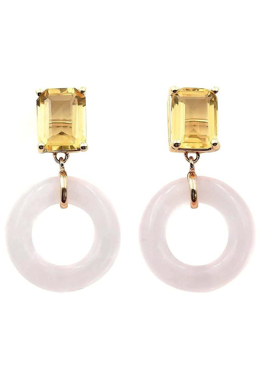 BONDEYE JEWELRY-Emerald Cut Munchkin Glazed Earrings-YELLOW GOLD