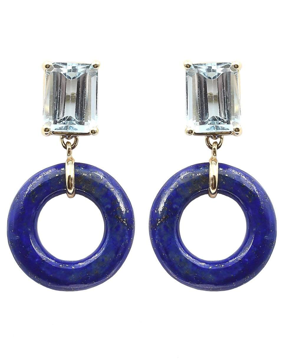 BONDEYE JEWELRY-Emerald Cut Munchkin Blueberry Glazed Earrings-YELLOW GOLD