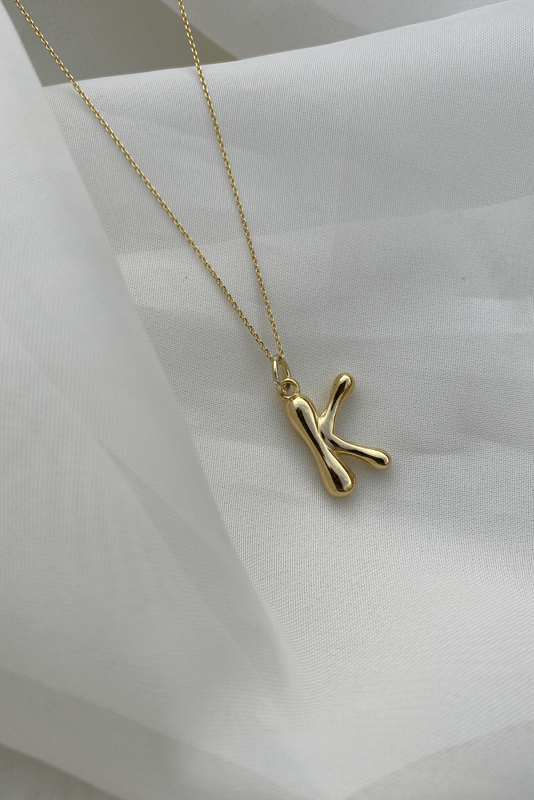 BONVO-Letter K Pendant Necklace-GOLD