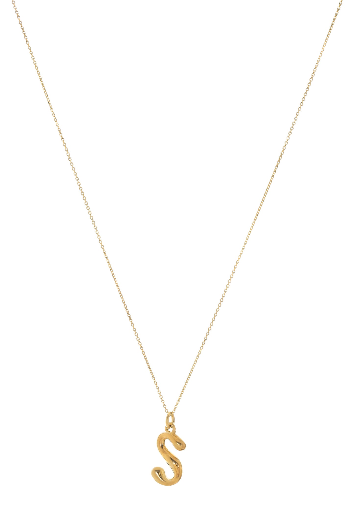 BONVO-Letter S Pendant Necklace-GOLD