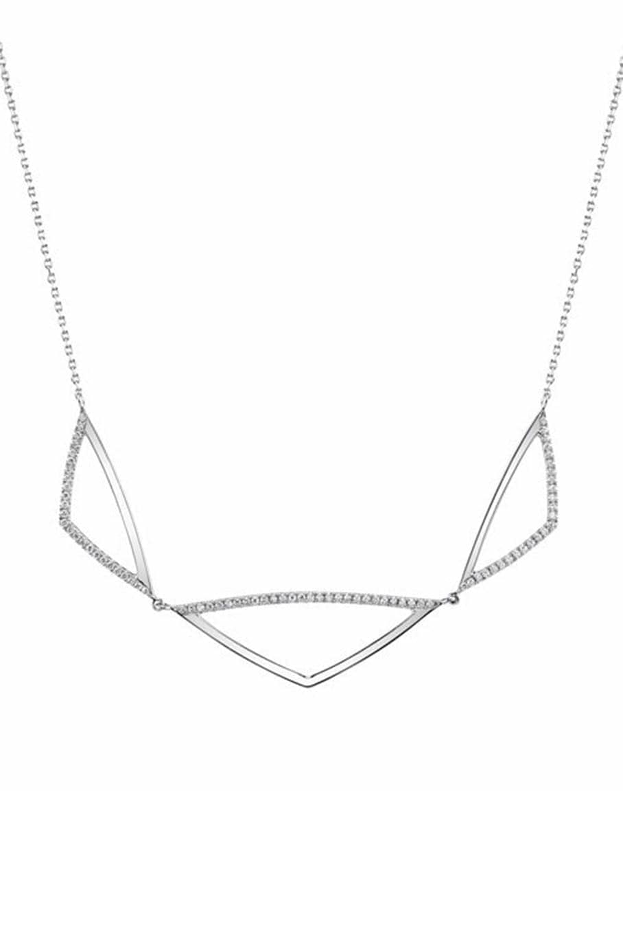 Pave Diamond Triple "V" Necklace - White Gold JEWELRYFINE JEWELNECKLACE O BORGIONI   