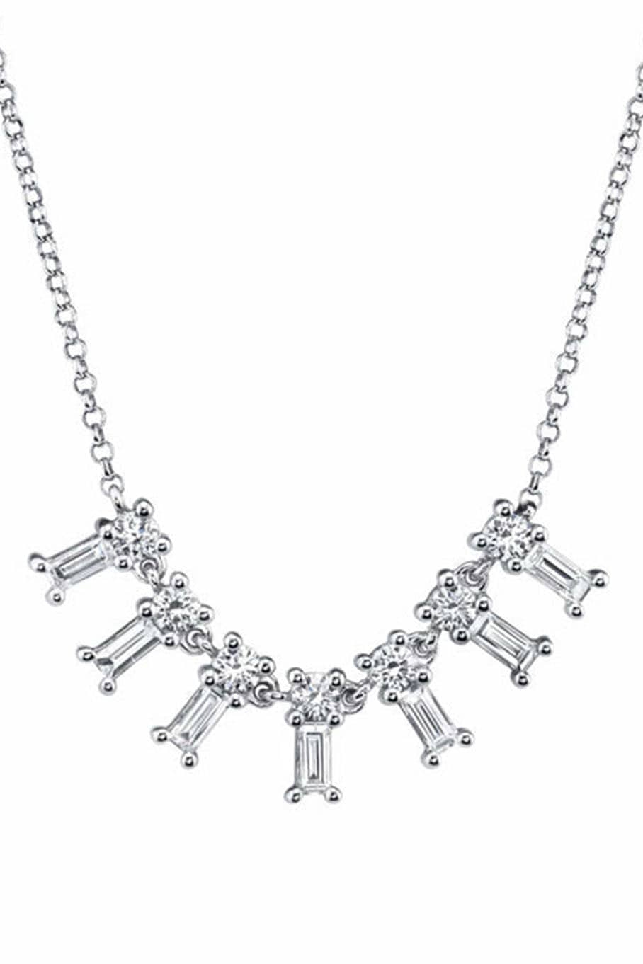 BORGIONI-XS Diamond Baguette Dangle Necklace - White Gold-WHITE GOLD