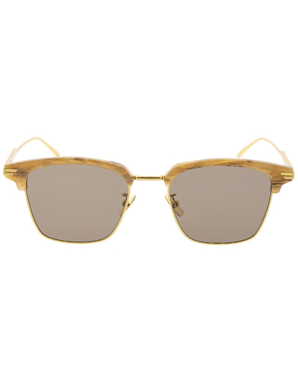 BOTTEGA VENETA-Beige and Gold Clubmaster Sunglasses-BGE/GLD