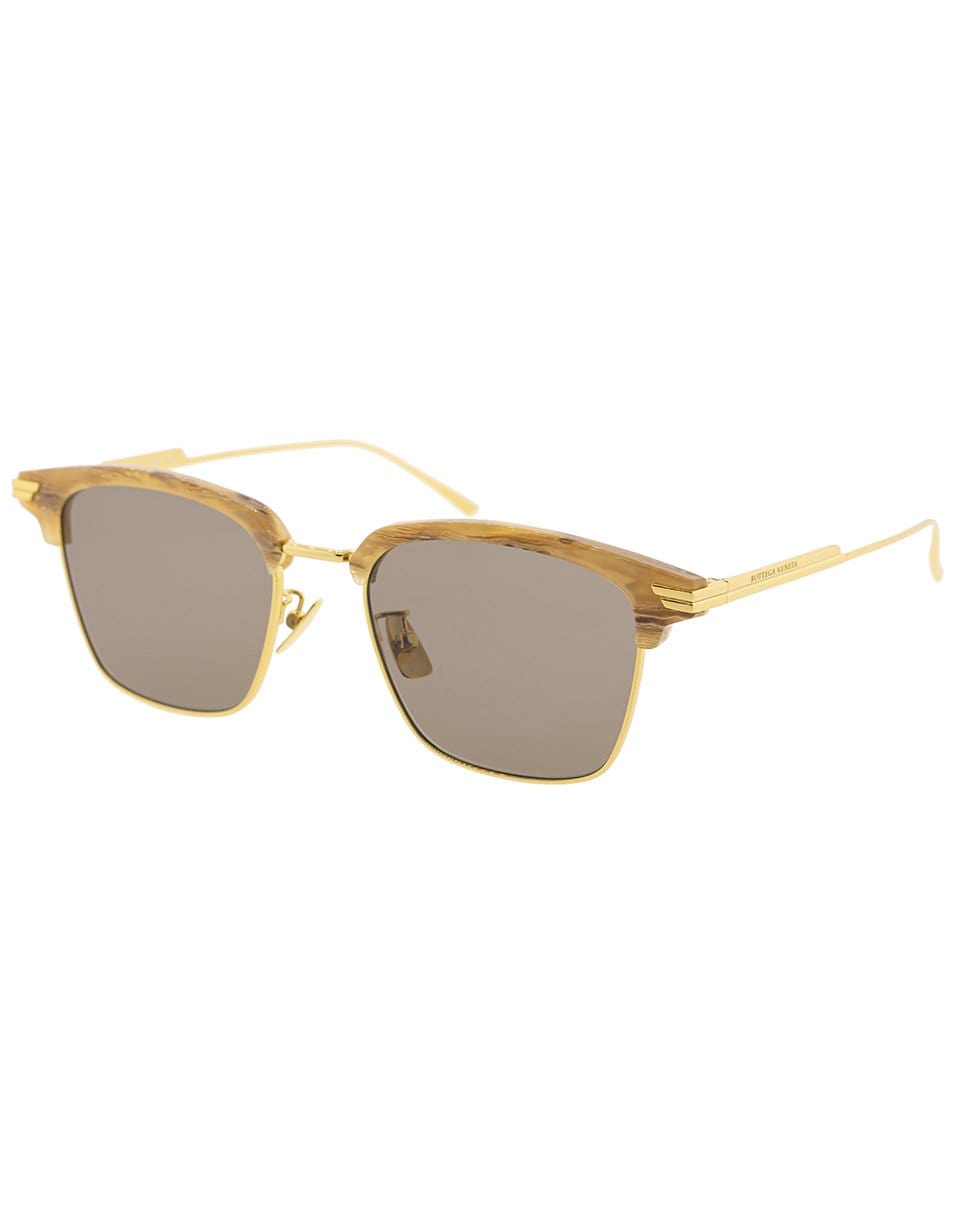 BOTTEGA VENETA-Beige and Gold Clubmaster Sunglasses-BGE/GLD