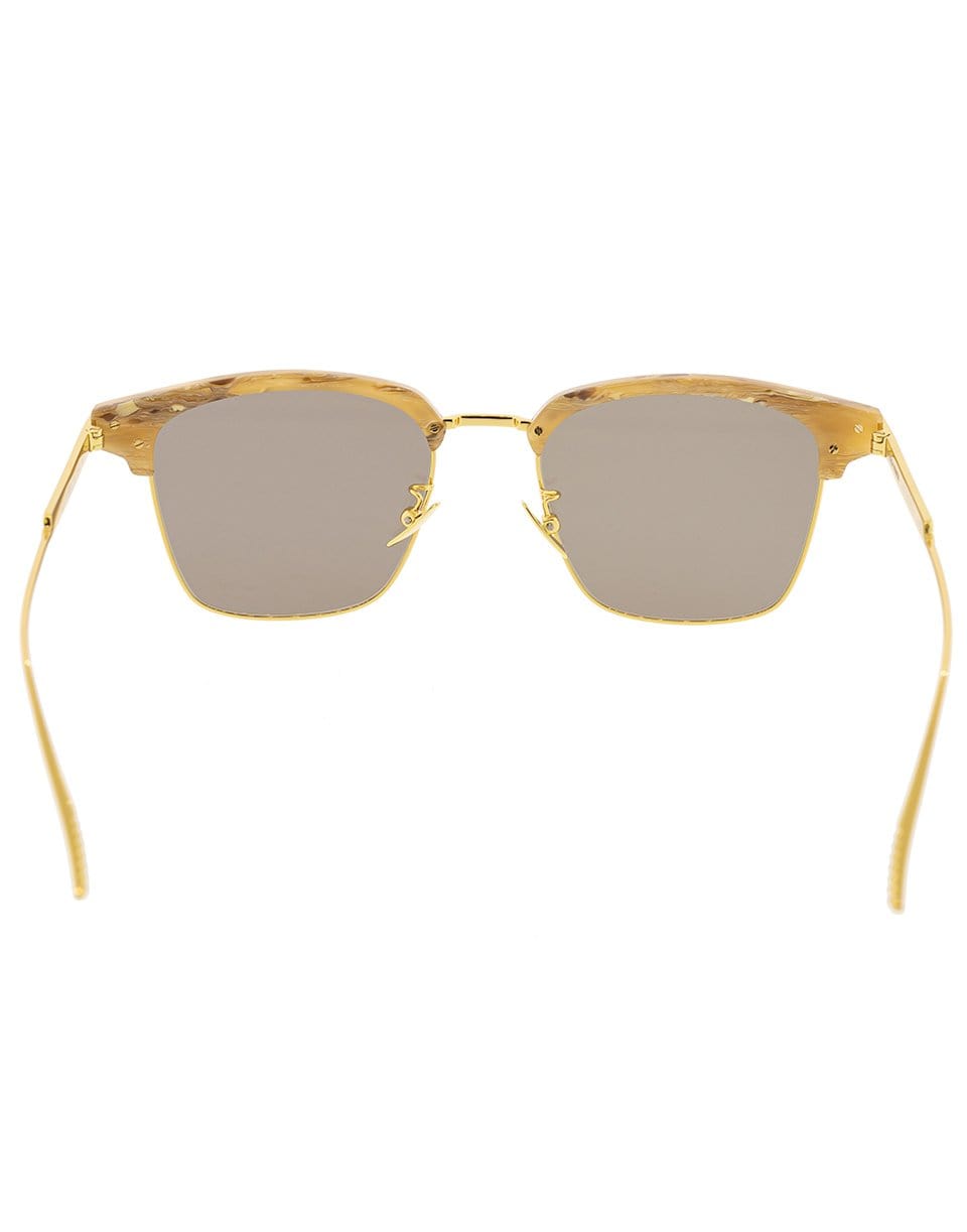 BOTTEGA VENETA-Beige and Gold Clubmaster Sunglasses-BGE/GLD