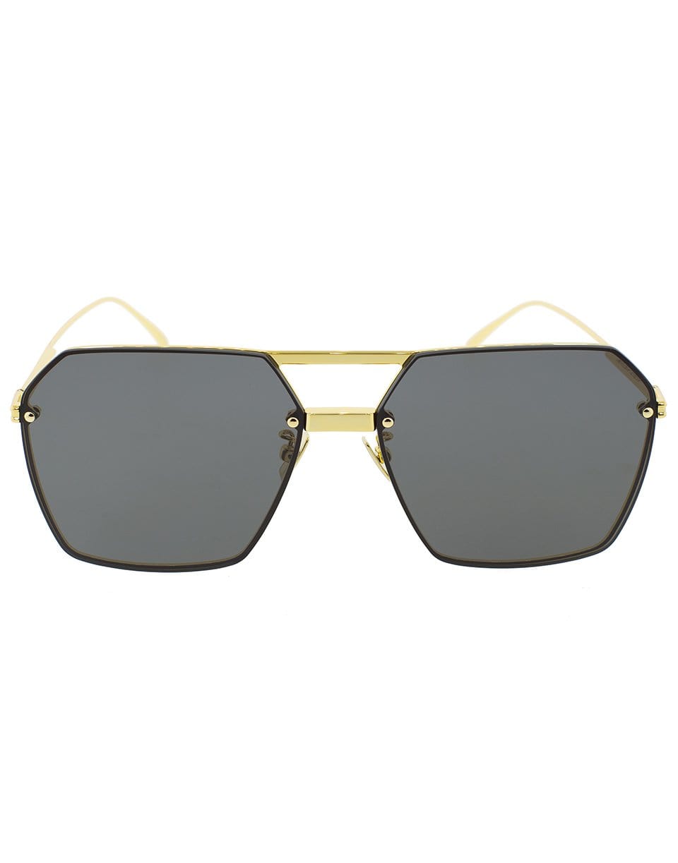 BOTTEGA VENETA-Black and Gold Square Sunglasses-BLK/GLD