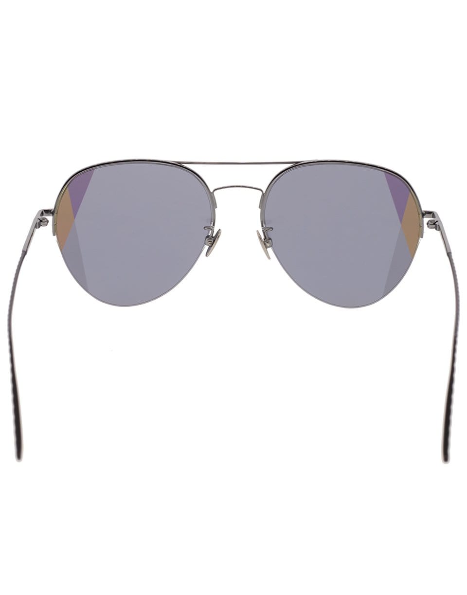 BOTTEGA VENETA-Black and Grey Semi-Rimless Aviator Sunglasses-BLK/GRY