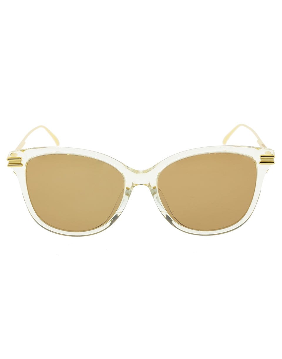 BOTTEGA VENETA-Brown and Gold Rectangle Sunglasses-BRN/GLD