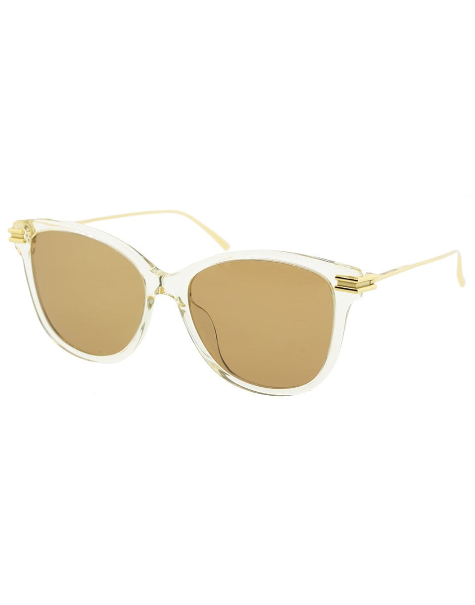 BOTTEGA VENETA-Brown and Gold Rectangle Sunglasses-BRN/GLD