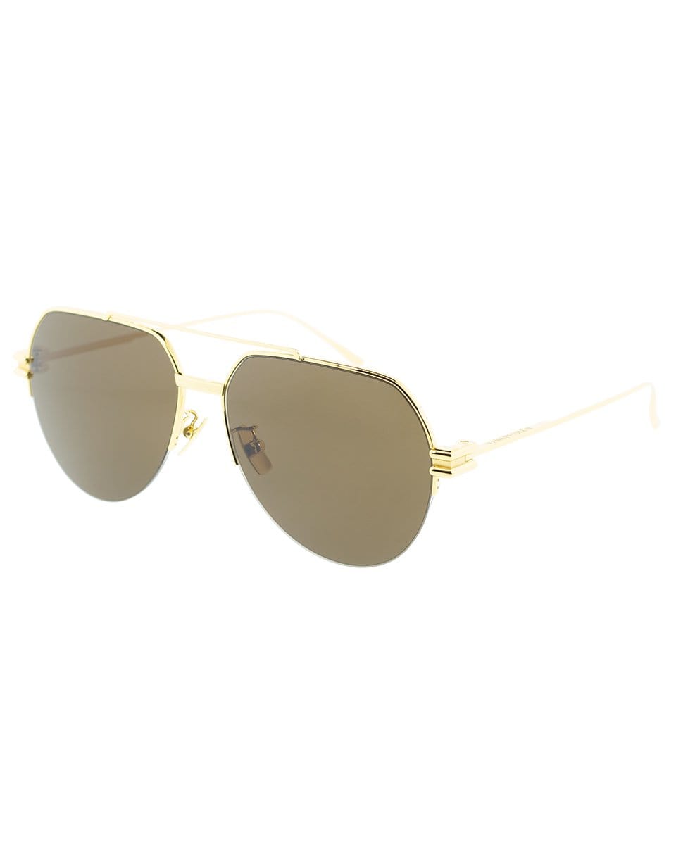 BOTTEGA VENETA-Gold Mirrored Aviator Sunglasses-BRN/GLD