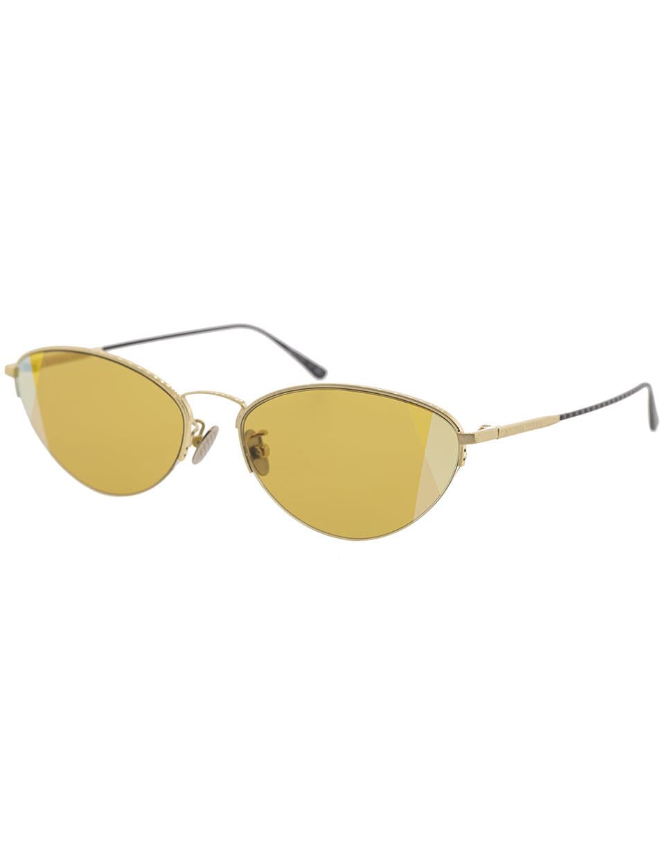 Bottega Veneta - Cross Metal Cat Eye Sunglasses - Bronze