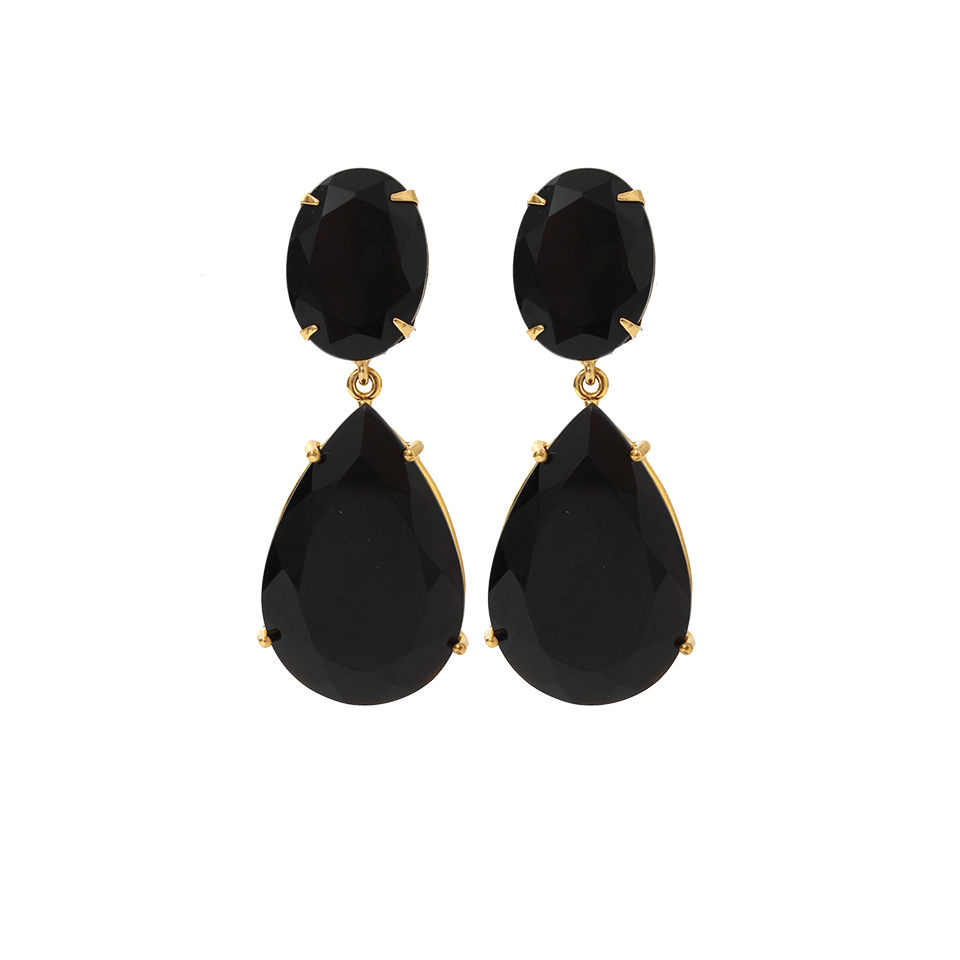 BOUNKIT JEWELRY-Onyx Pear Drop Clip Earrings-BLACK