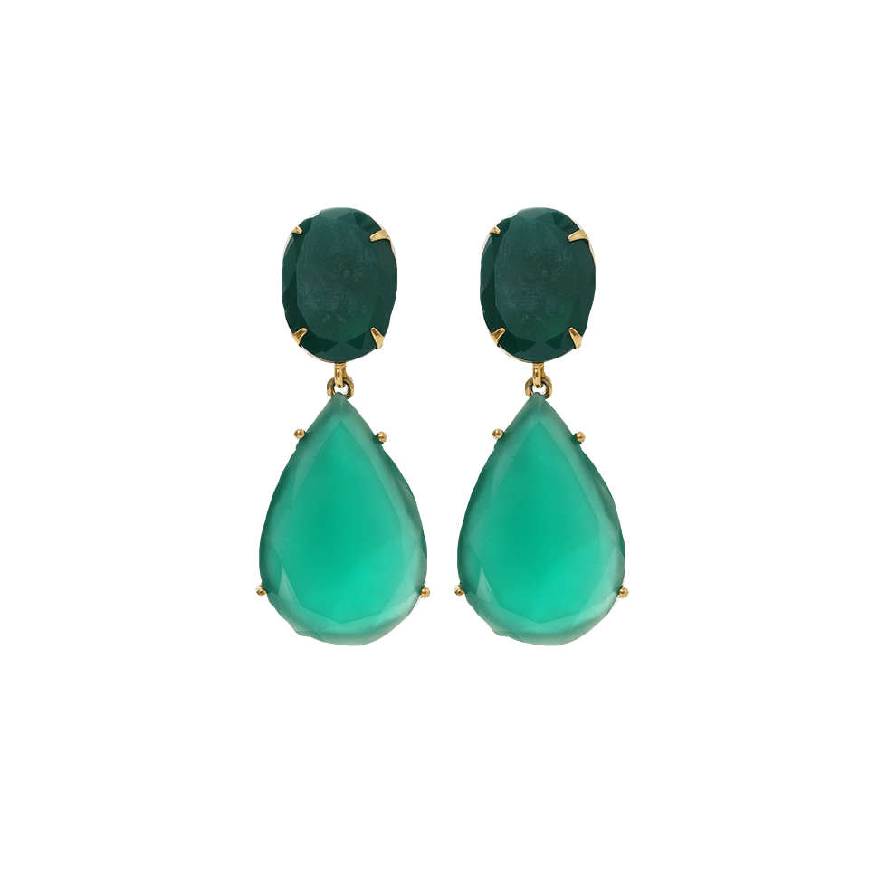 BOUNKIT JEWELRY-Green Onyx Drop Clip Earrings-GREEN