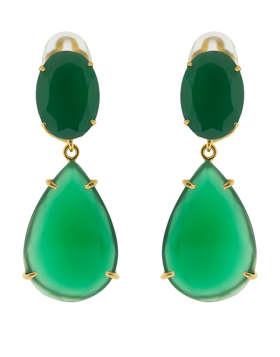 BOUNKIT JEWELRY-Oval And Pear Shape Earrings-GREEN