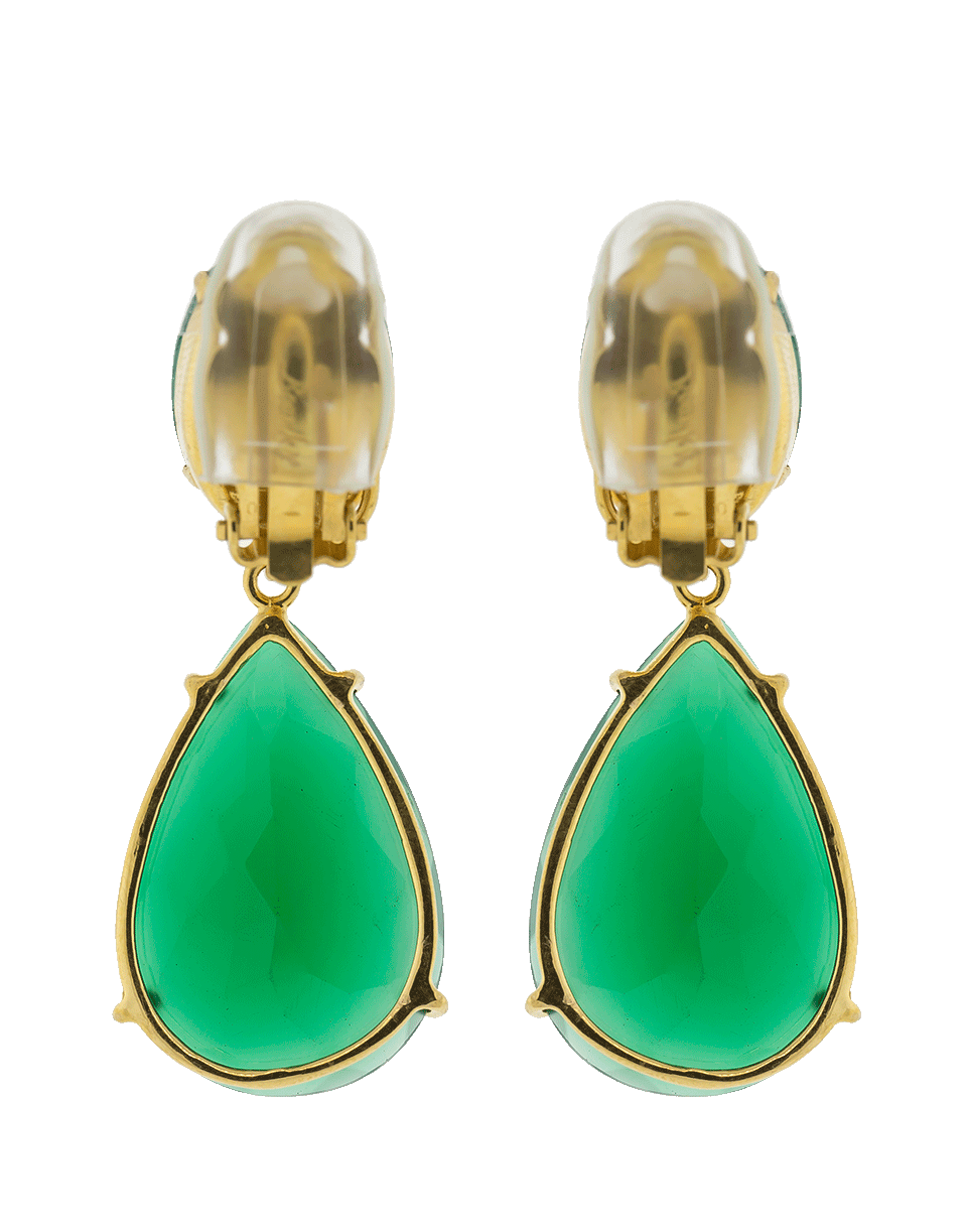 BOUNKIT JEWELRY-Oval And Pear Shape Earrings-GREEN