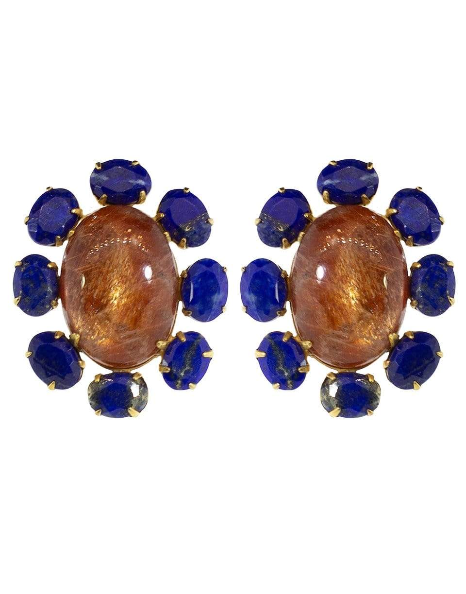 Sunstone and Lapis Flower Earrings JEWELRYBOUTIQUEEARRING BOUNKIT JEWELRY   