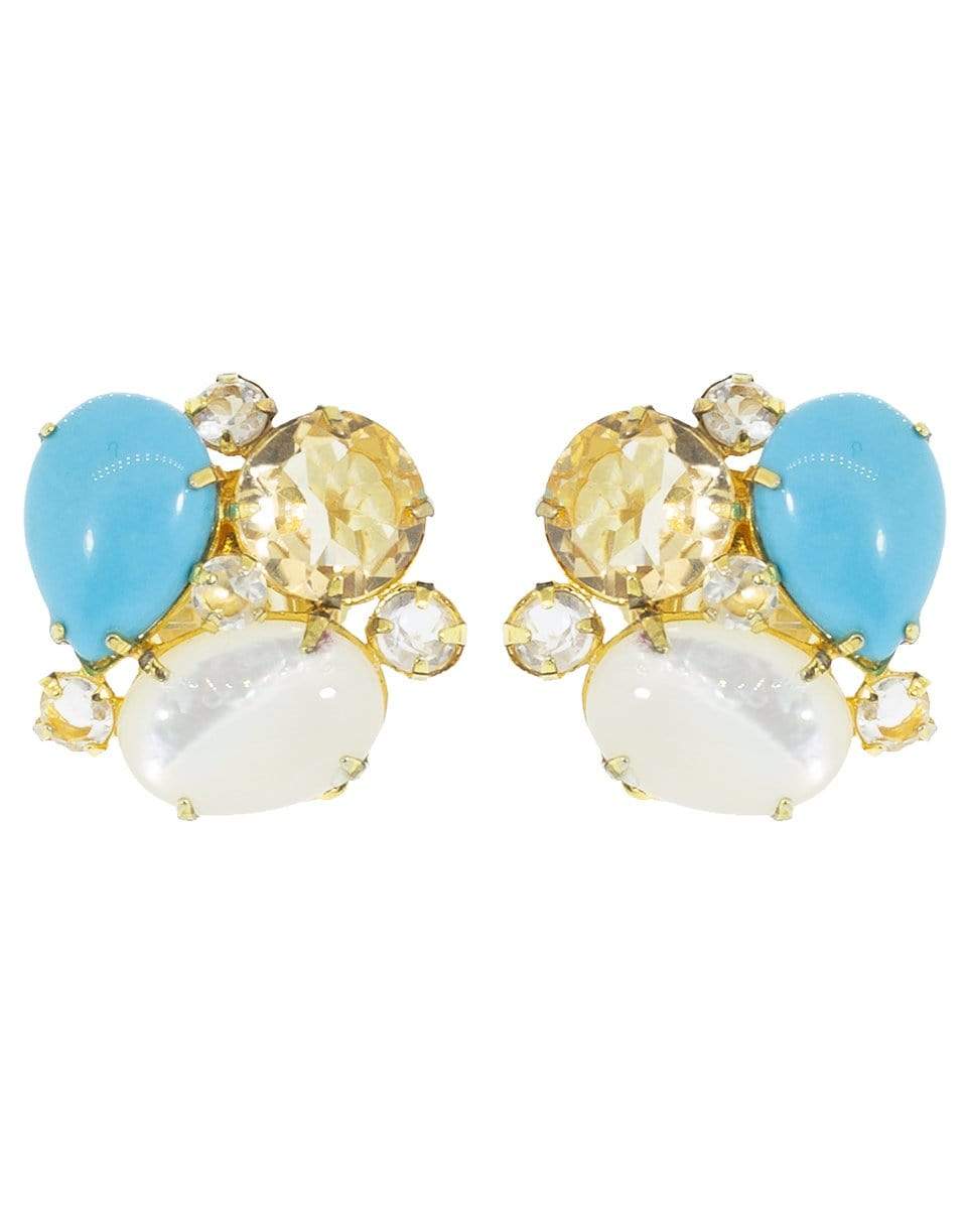 BOUNKIT JEWELRY-Mother of Pearl Cluster Ear Clip-TURQ