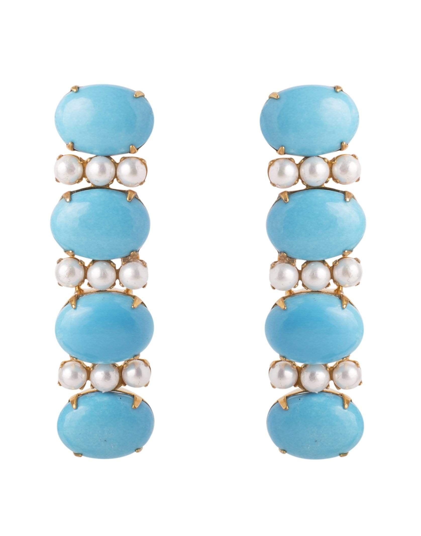 BOUNKIT JEWELRY-Shell Pearl & Turquoise Earrings-TURQ
