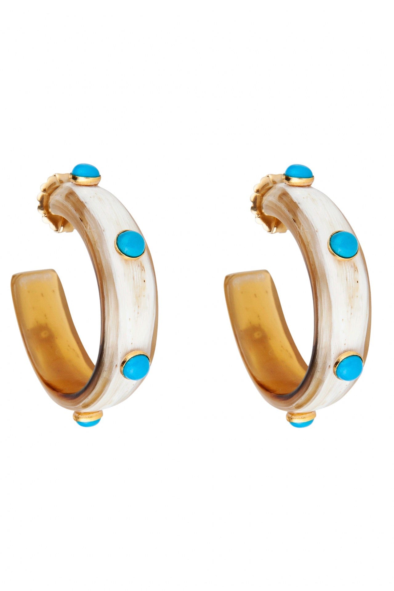 BOUNKIT JEWELRY-Turquoise Horn Hoops-WHITE