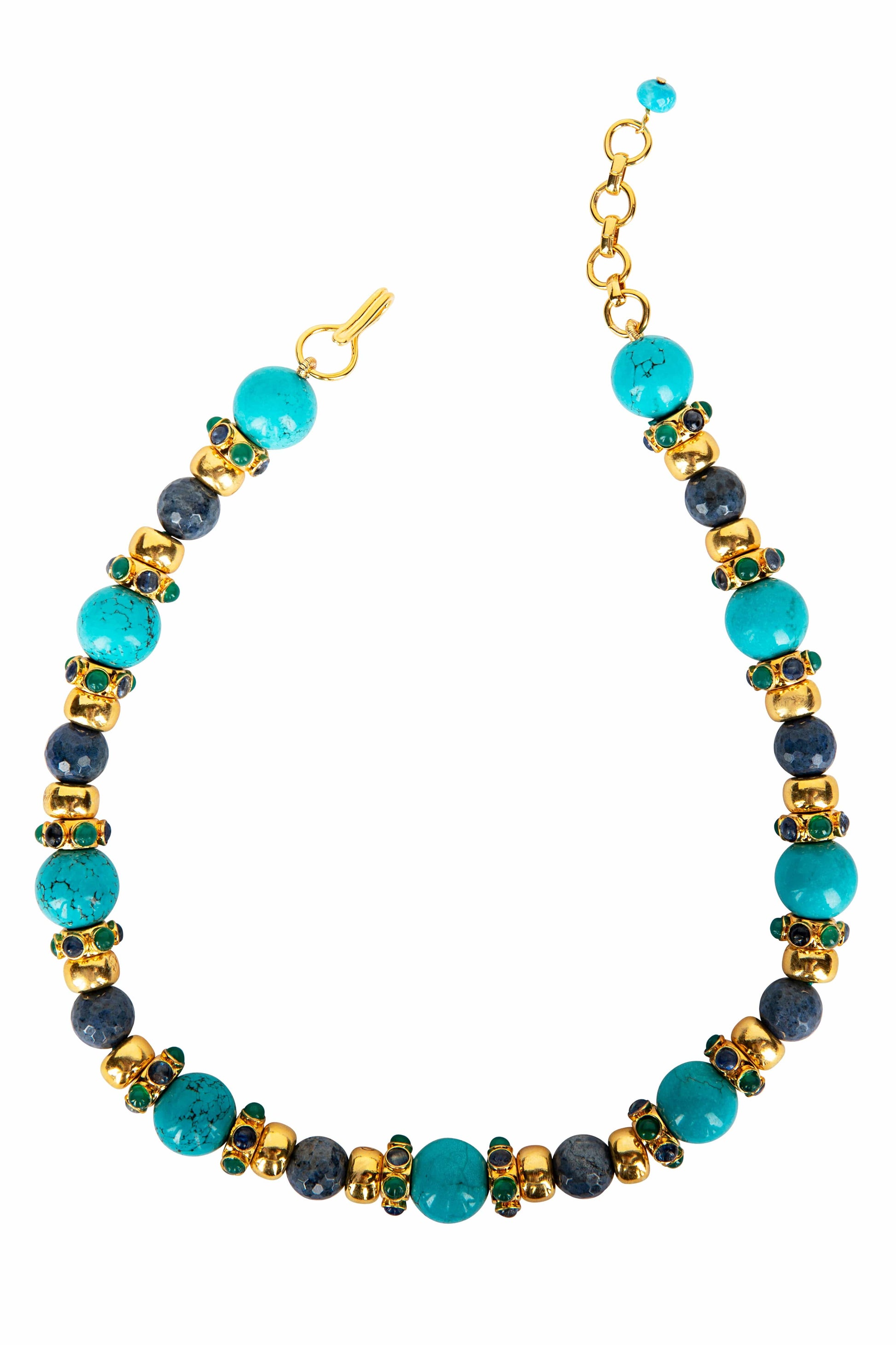 BOUNKIT JEWELRY-Turquoise Sodalite and Green Onyx Necklace-MULTI