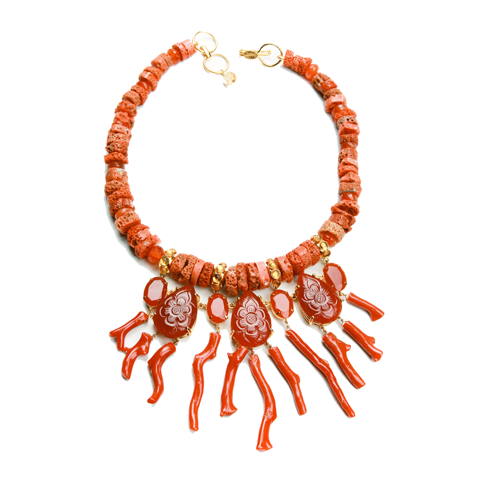 Carnelian and Coral Necklace JEWELRYBOUTIQUENECKLACE O BOUNKIT JEWELRY   