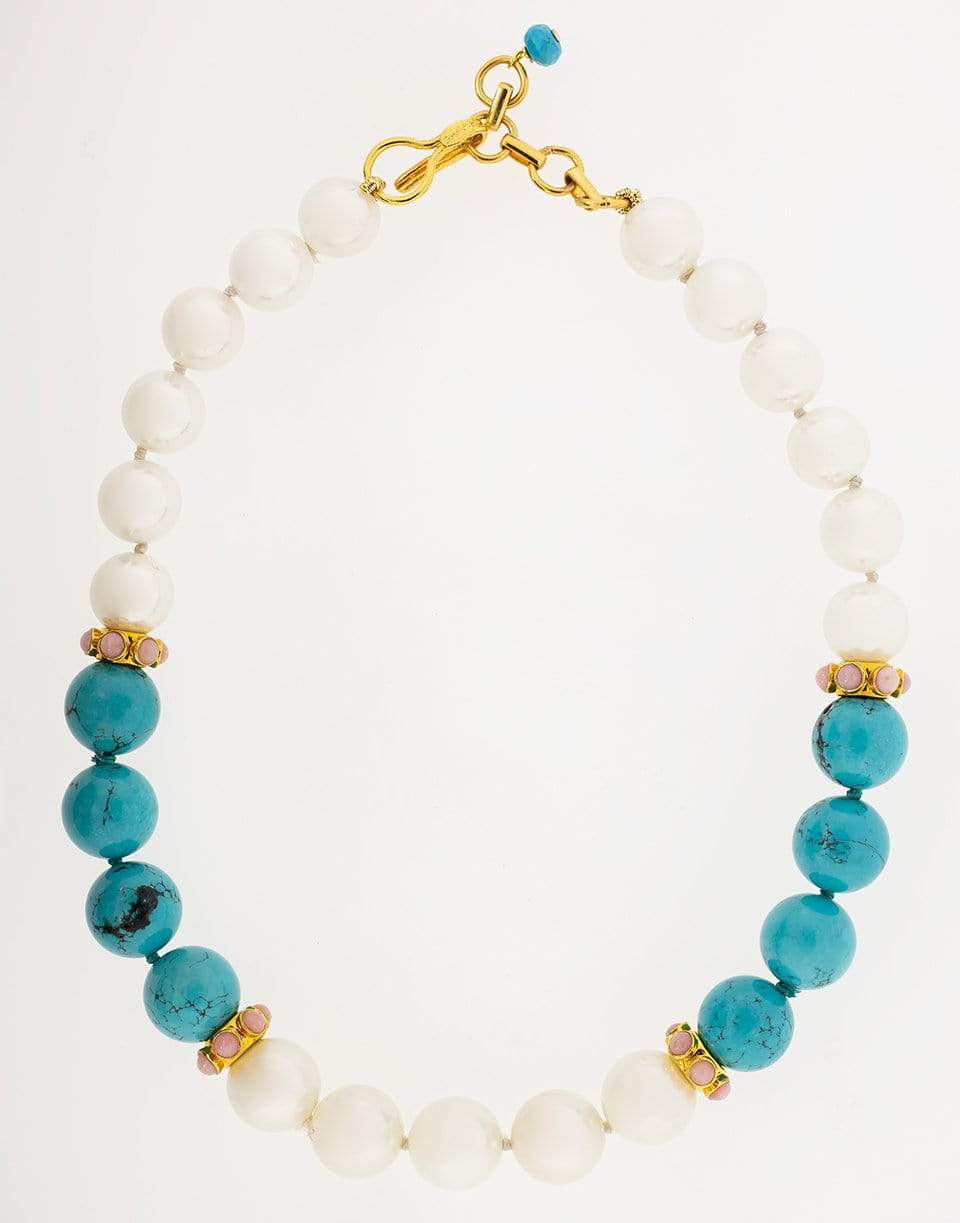BOUNKIT JEWELRY-Turquoise Pearl Necklace-TURQ
