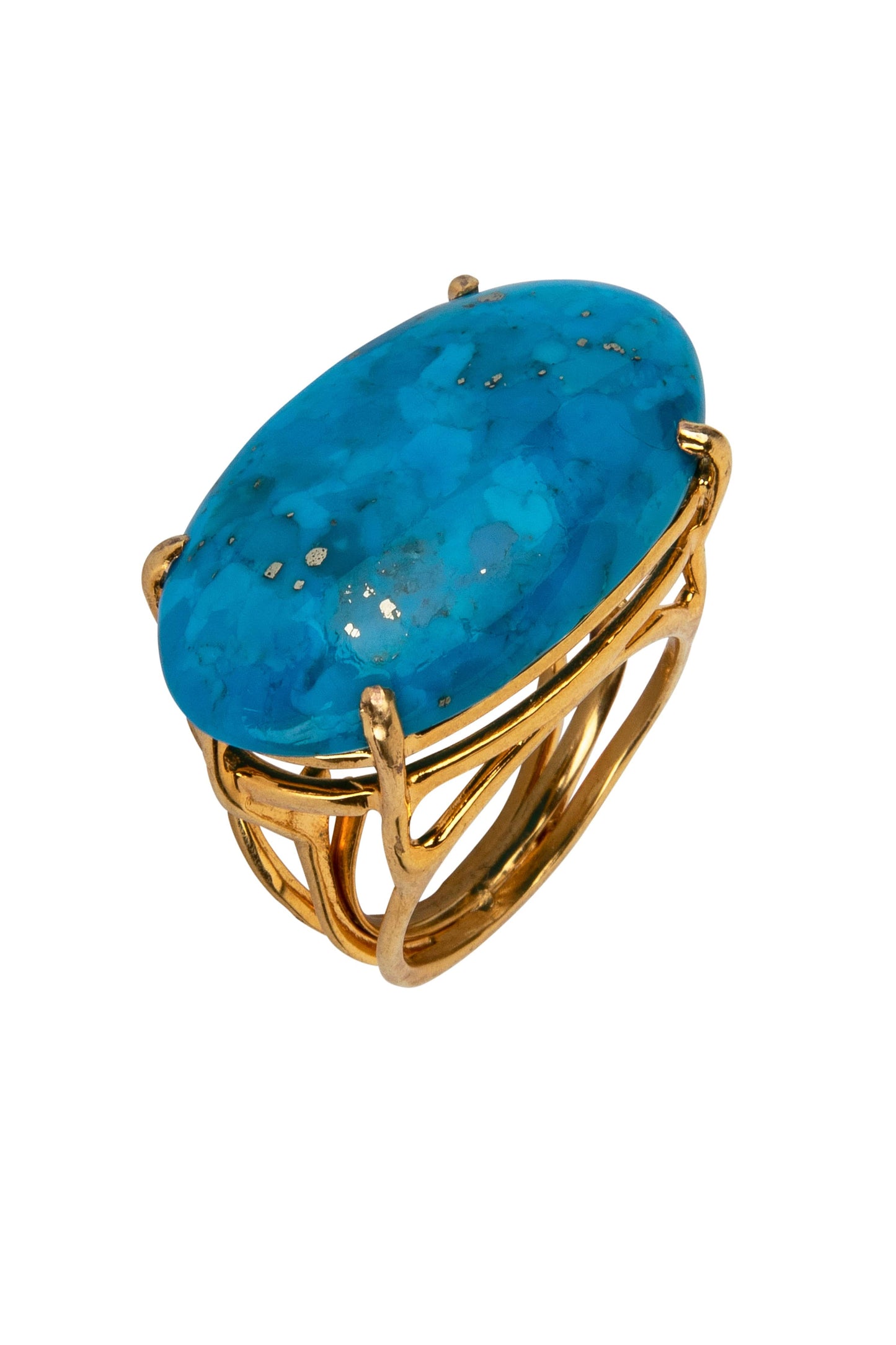 BOUNKIT JEWELRY-East West Oval Turquoise Ring-BLUE