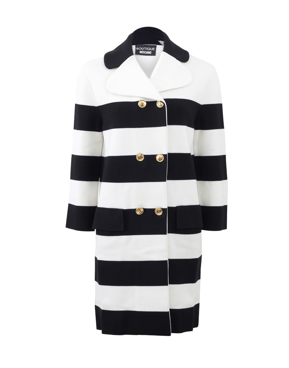 BOUTIQUE MOSCHINO-Double Breasted Stripe Coat-