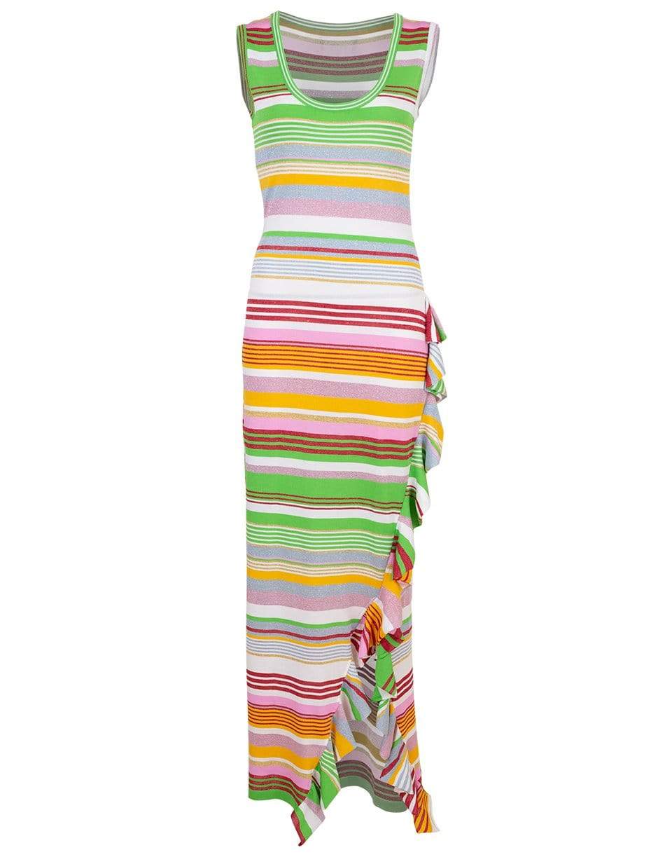 BOUTIQUE MOSCHINO-Striped Ruffle Maxi Dress-