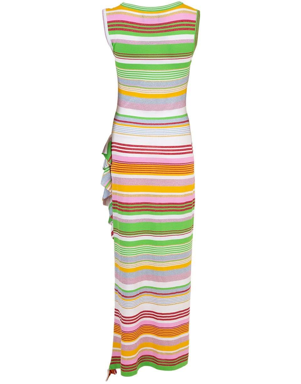 BOUTIQUE MOSCHINO-Striped Ruffle Maxi Dress-